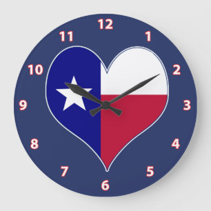 I Kärlek Texas Flagga Heart Stor Klocka