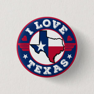 I Kärlek Texas Karta och Flagga Knapp