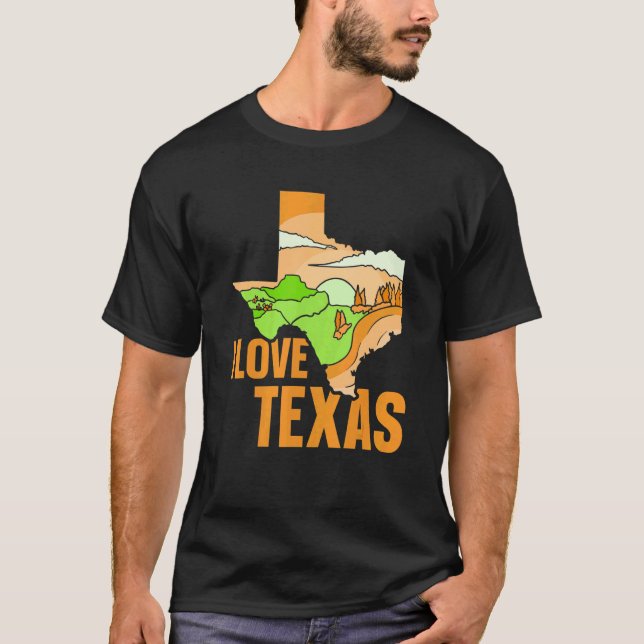 I Kärlek Texas Pride Texan Patriotic Ord T Shirt (Framsida)
