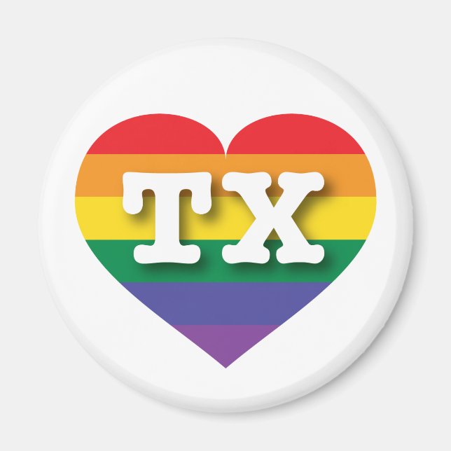 I Kärlek Texas Rainbow Heart Magnet (Framsidan)