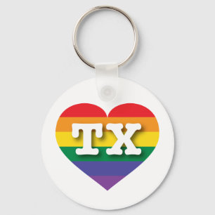I Kärlek Texas Rainbow Heart Nyckelring