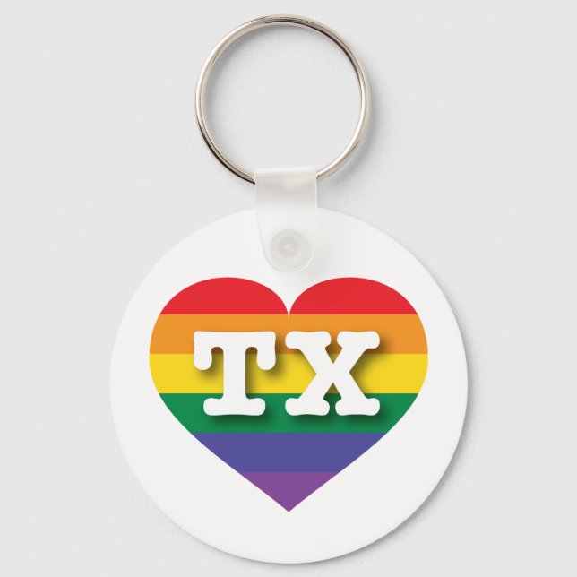 I Kärlek Texas Rainbow Heart Nyckelring (Framsida)