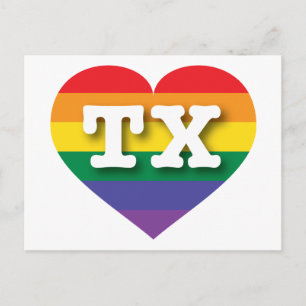 I Kärlek Texas Rainbow Heart Vykort