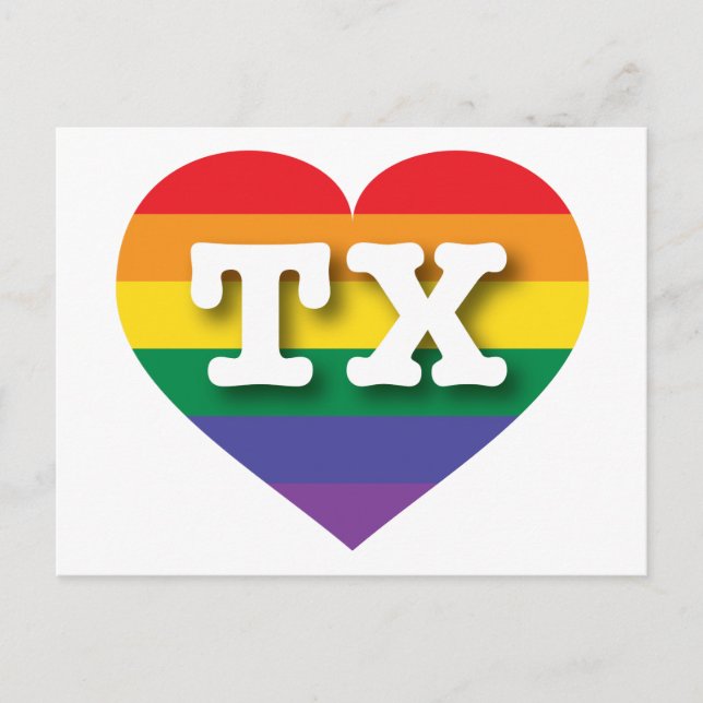 I Kärlek Texas Rainbow Heart Vykort (Framsida)
