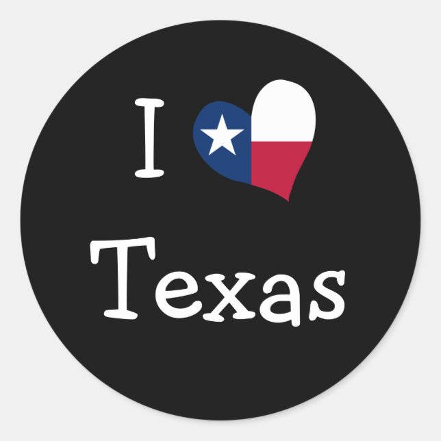I Kärlek Texas Stickers Runt Klistermärke (Framsida)