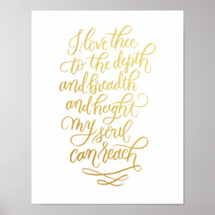 I Kärlek Thee-lettered Dikt i Faux Foil Guld Poster