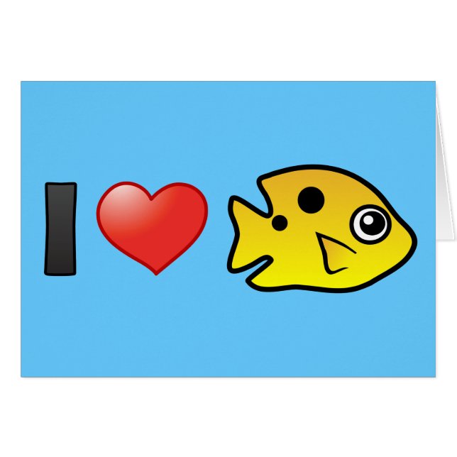 I Kärlek Threespot Damselfish Hälsningskort (Framsidan Horizontal)