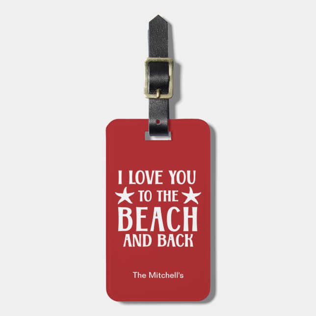 I Kärlek till Beach and Back - Citat Nautical Bagagebricka (Vertikal Framsida)