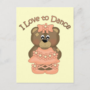 I Kärlek till Dance Ballerina Bear Orange Vykort