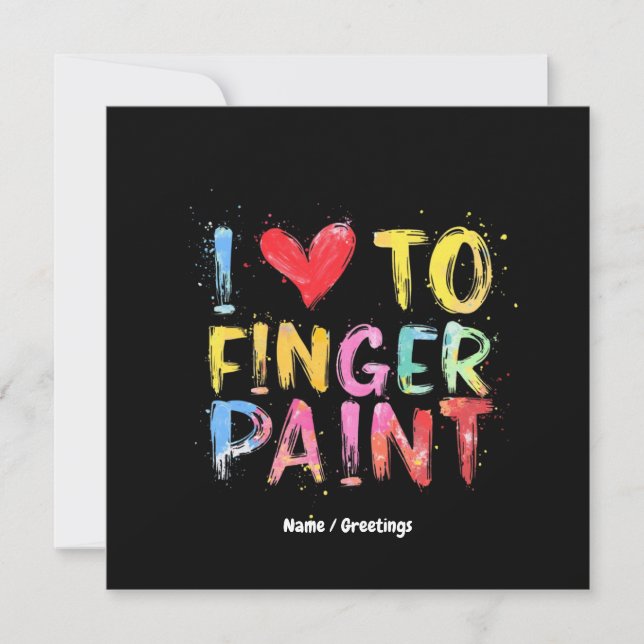 I Kärlek till Finger Paint Cute & Funny Valentine Inbjudningar (Framsida)