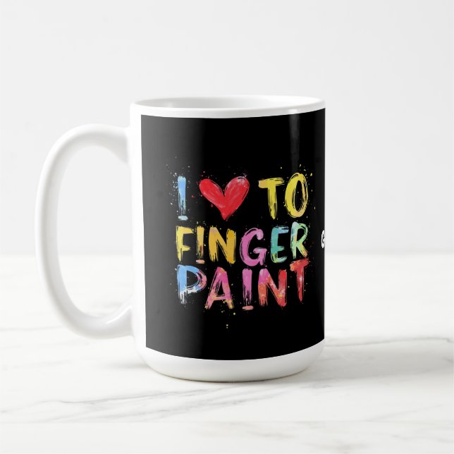 I Kärlek till Finger Paint Cute & Funny Valentine Kaffemugg (Vänster)