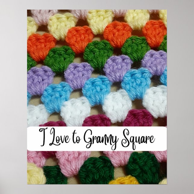 I Kärlek till Granny Square Crochet Wall Art Poster (Framsidan)