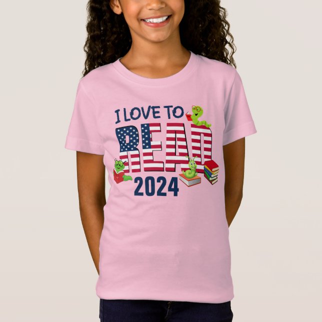 I KÄRLEK TILL LÄS Amerika Flagga 2024 Kids T Shirt (Framsida)