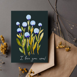I kärlek till mamma, minimala blåfärgade blommor kort