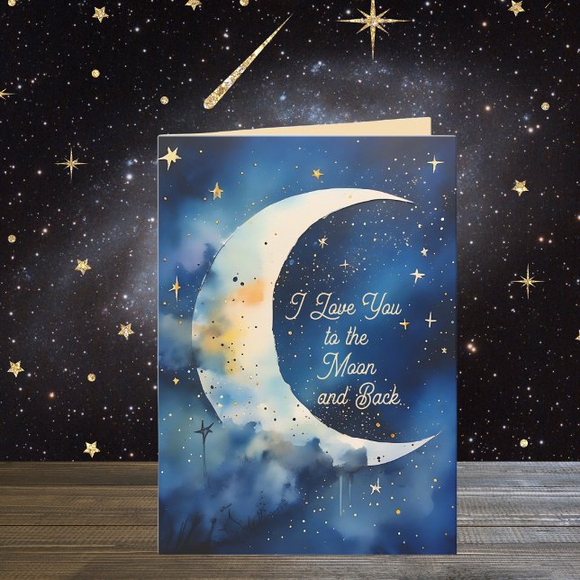 I Kärlek till Måne-födelsedagen eller någon Tillfä Kort (A whimsical "I Love You" card for a Birthday or any occasion when you easily customize the text!)
