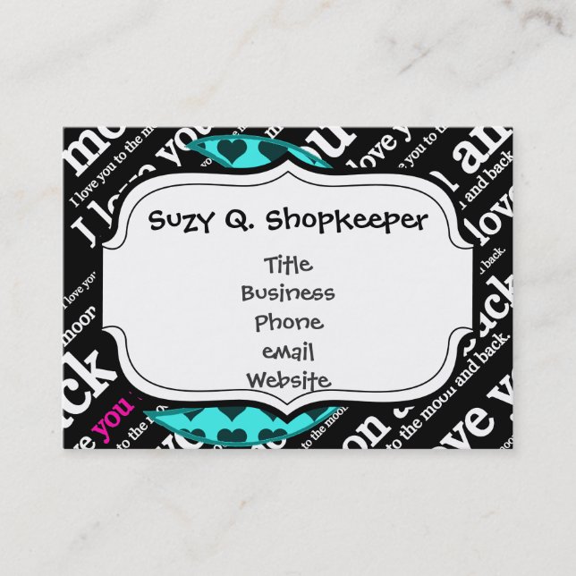 I Kärlek till Måne och Back Typography Visitkort (Framsida)