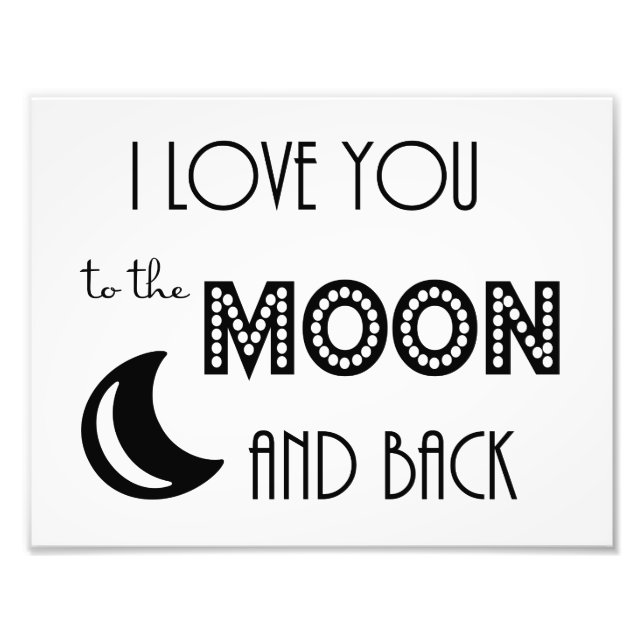 i kärlek till måne och baktill svart vitt fototryck (Framsidan)