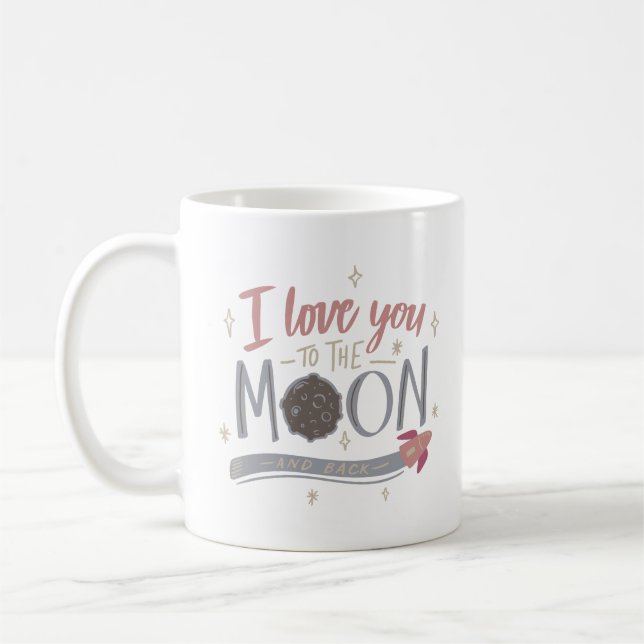 i kärlek till måne och tillbaka kaffemugg (Vänster)