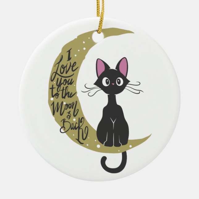 I kärlek till måne och tillbaka - Välj tillbaka ko Julgransprydnad Keramik (Framsidan)