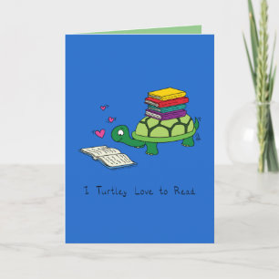 I Kärlek till Read Turtle Bok Älskare Kort