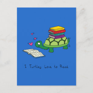 I Kärlek till Read Turtle Bok Älskare Vykort