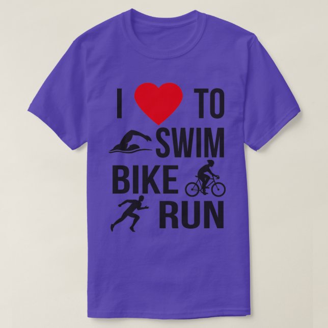 I Kärlek till Simma Bike Springa Sport Triathletle T Shirt (Design framsida)
