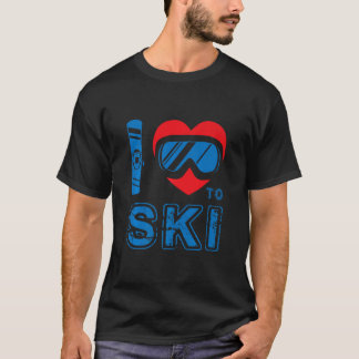 I Kärlek till Ski Winter Sport Snowboarding Skier  T Shirt