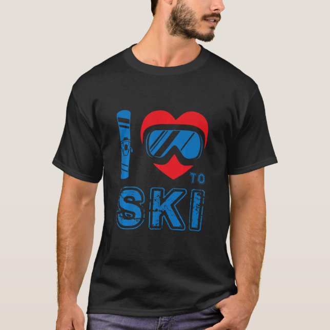 I Kärlek till Ski Winter Sport Snowboarding Skier  T Shirt (Framsida)