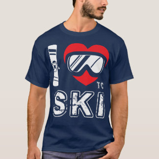 I Kärlek till Ski Winter Sport Snowboarding Skier  T Shirt