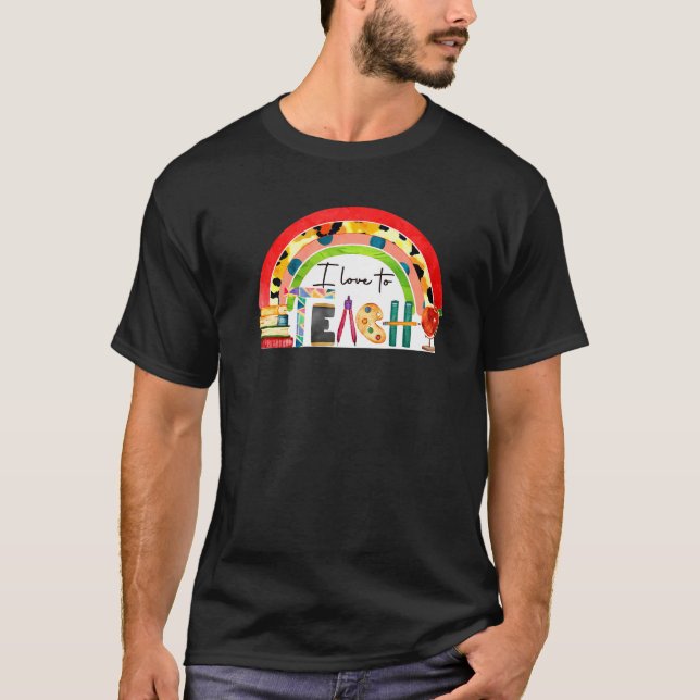 I Kärlek till Teach Back to school Lärare T Shirt (Framsida)