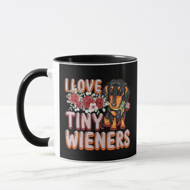 I Kärlek Tiny Wieners Funny Miniature Dachshund Mugg (Vänster)