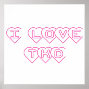 I Kärlek TKD Rosa Hearts Poster