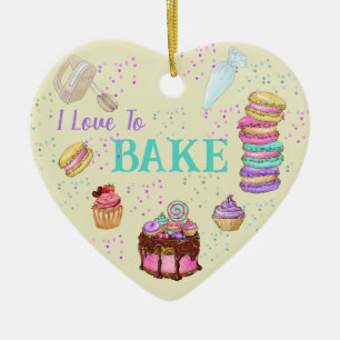 I Kärlek to Bake - Cakes, Macaroons, Muffinsar Julgransprydnad Keramik