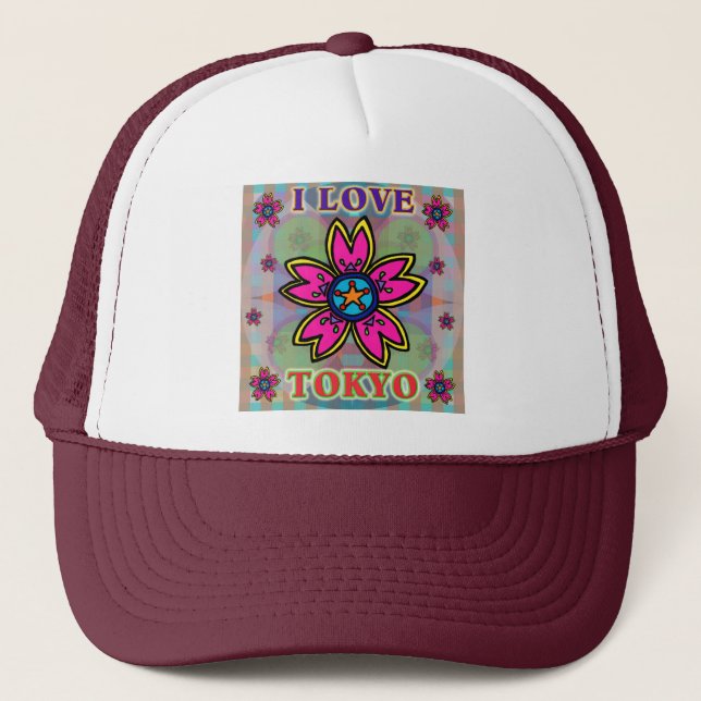"I KÄRLEK TOKYO" Flowers Hat Truckerkeps (Framsida)