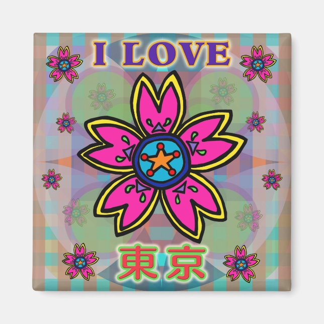 "I KÄRLEK TOKYO" Flowers Kanji Magnet (Framsidan)