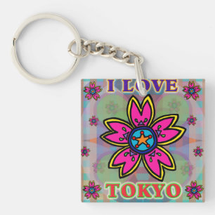 "I KÄRLEK TOKYO" Nyckelkedja för blommor