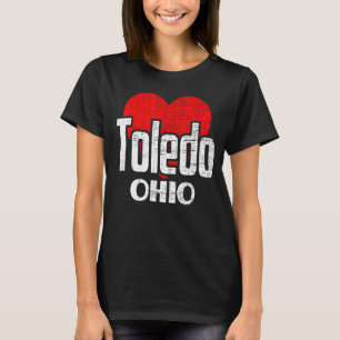 I Kärlek Toledo Ohio Retro Big Heart Toledo Vacati T Shirt