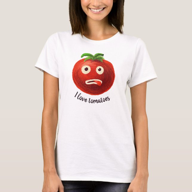 I Kärlek Tomates Kawaii Funny Vegetable T Shirt (Framsida)
