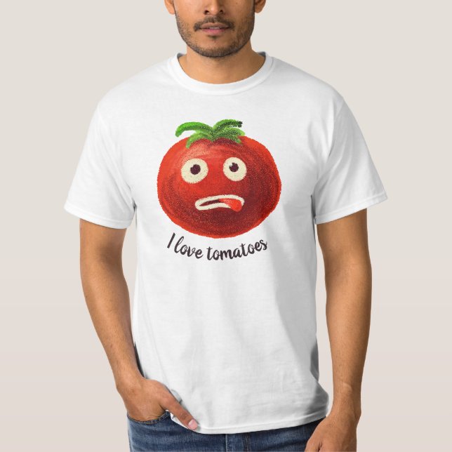 I Kärlek Tomates Kawaii Funny Vegetable T Shirt (Framsida)