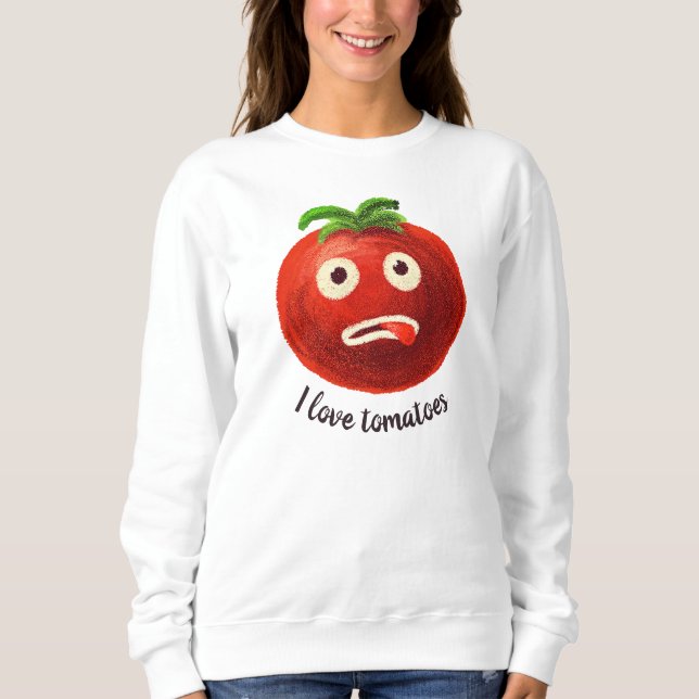 I Kärlek Tomates Kawaii Funny Vegetable T Shirt (Framsida)
