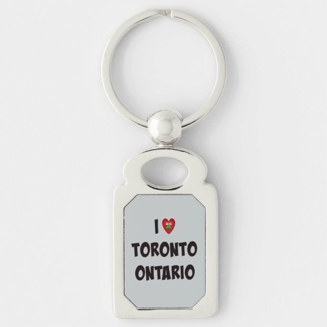 I Kärlek Toronto, Ontario Rektangulärt Silverfärgad Nyckelring (Framsidan)