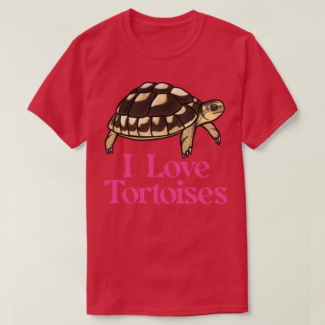I Kärlek Tortoises Rosa för Tortoise Älskare T Shirt (Design framsida)