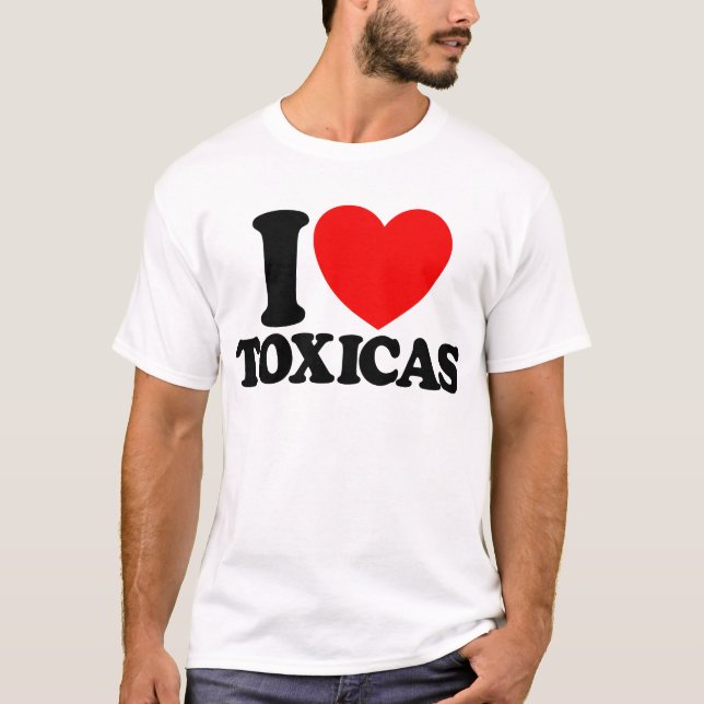 I Kärlek Toxicas Red Heart Toxic latas Manar T Shirt (Framsida)