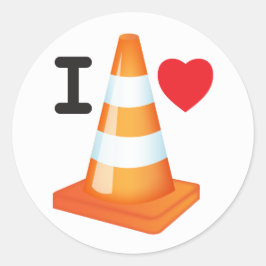 I Kärlek Traffic Cones Orange White Cone-dator Runt Klistermärke