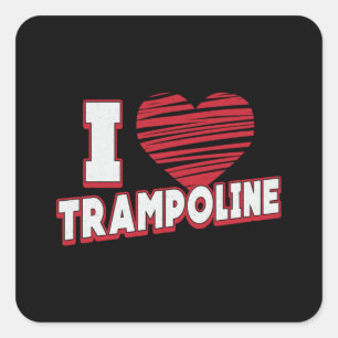 I Kärlek Trampoline Jumper Jump Gymnast Trampolini Fyrkantigt Klistermärke