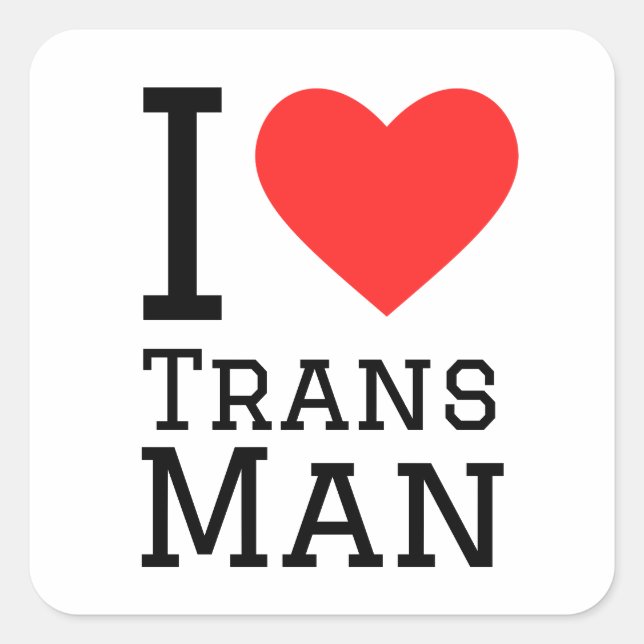 I kärlek trans man fyrkantigt klistermärke (Framsida)