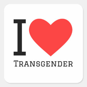 I kärlek transgender fyrkantigt klistermärke