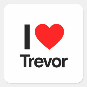 i kärlek trevor fyrkantigt klistermärke