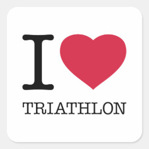 I KÄRLEK TRIATHLON FYRKANTIGT KLISTERMÄRKE