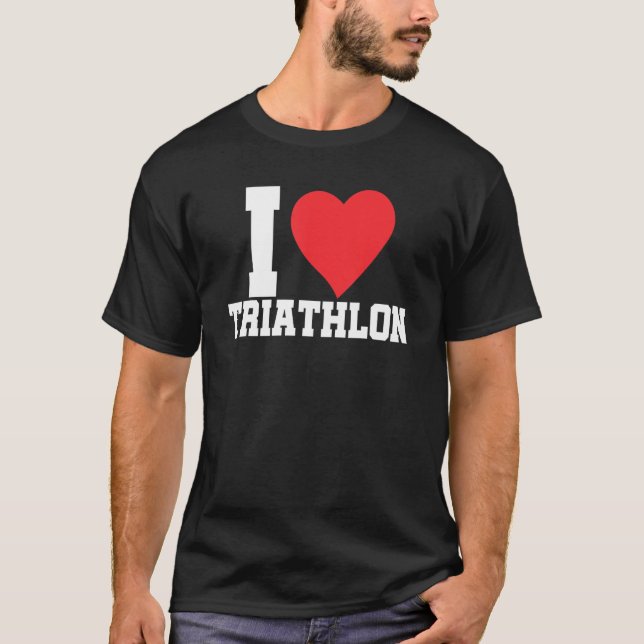 I Kärlek Triathlon Graphic Runing Cycling Sw T Shirt (Framsida)